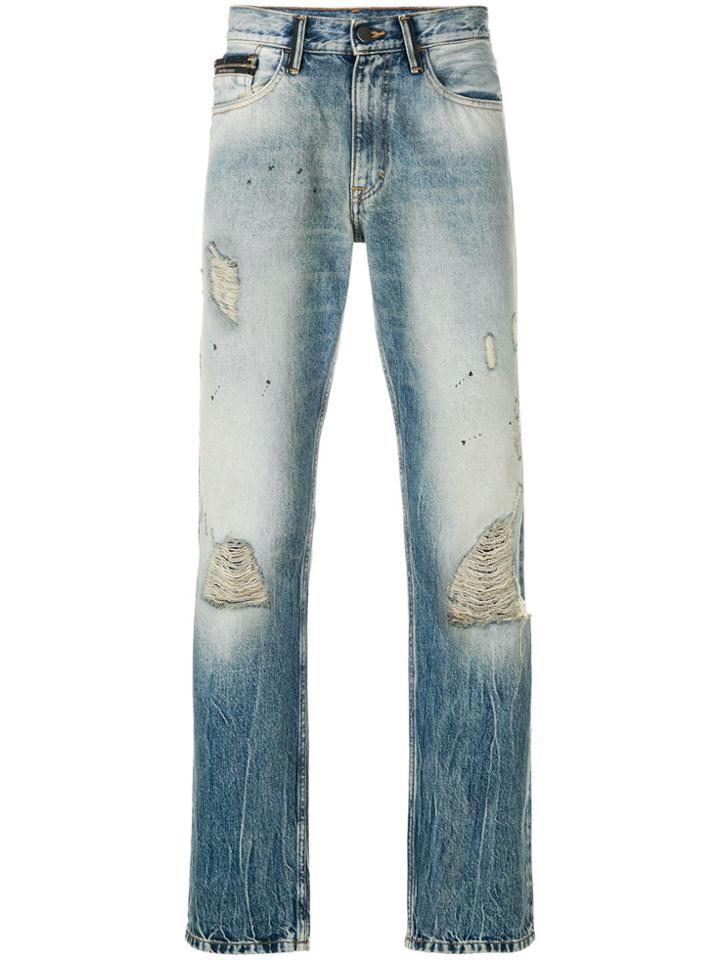 Ck Jeans Vintage Effect Straight Jeans - Blue