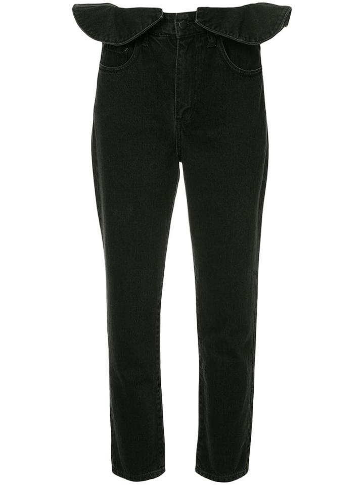 Nobody Denim Ruffle Straight-leg Jeans - Black