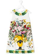 Dolce & Gabbana Kids - Floral Print Sleeveless Dress - Kids - Cotton/spandex/elastane - 10 Yrs, White