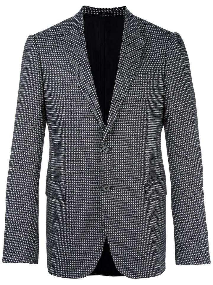 Armani Collezioni Micro Print Blazer, Men's, Size: 52, Blue, Polyester/spandex/elastane/acetate/viscose