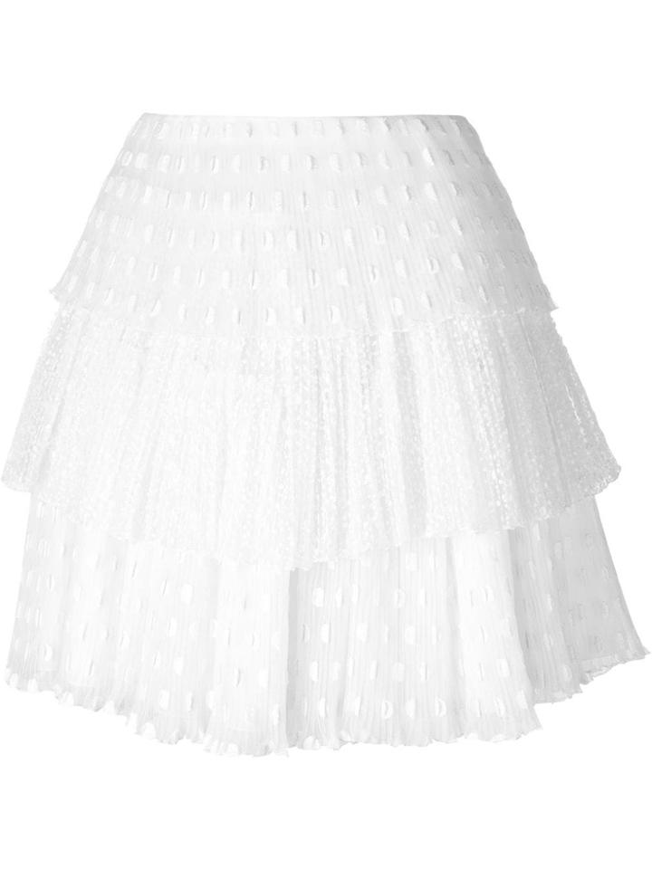Giamba Tiered Pleated Mini Skirt - White