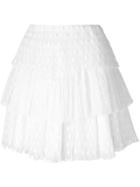 Giamba Tiered Pleated Mini Skirt - White