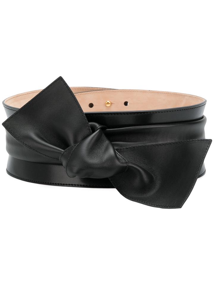 Alexander Mcqueen Bow Front Belt - Black