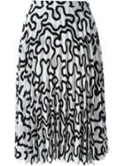 Jw Anderson Curvy Line Print Pleated Skirt - White