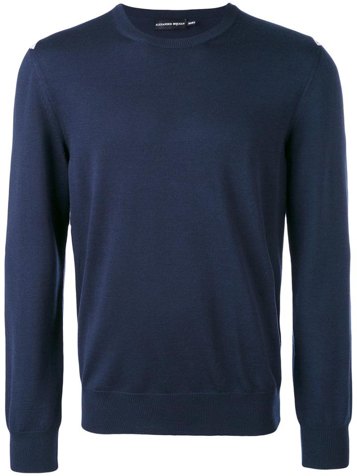 Alexander Mcqueen - Skull Insert Jumper - Men - Silk/wool - S, Blue, Silk/wool