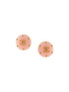 Chanel Pre-owned Cc Button Earrings - Pink