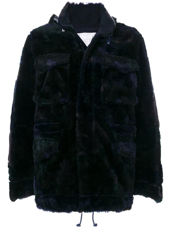 Sacai Faux Fur Coat - Black