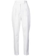 Sara Battaglia Striped Tapered Trousers - White