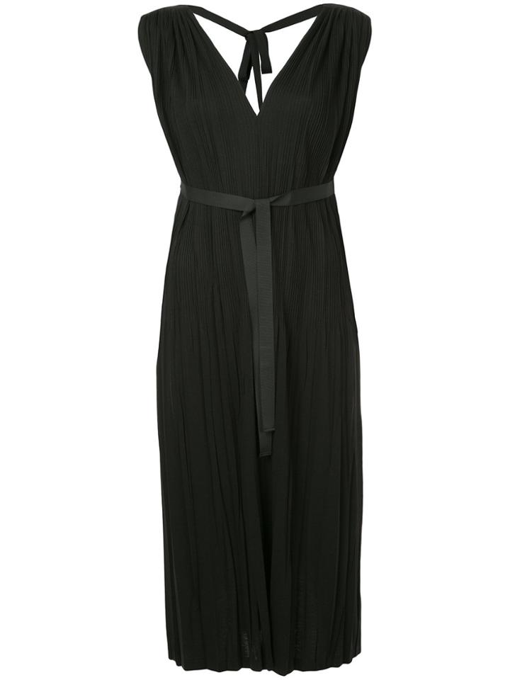 Han Ahn Soon Pleated V-neck Dress - Black