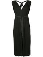 Han Ahn Soon Pleated V-neck Dress - Black