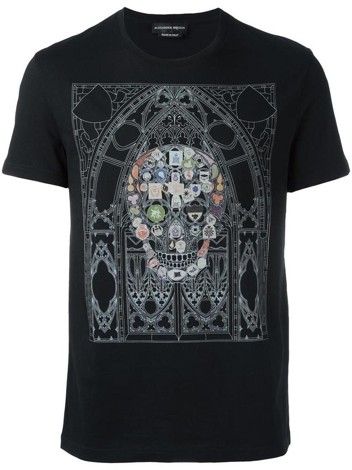 Alexander Mcqueen Skull Print T-shirt, Men's, Size: Medium, Black, Cotton