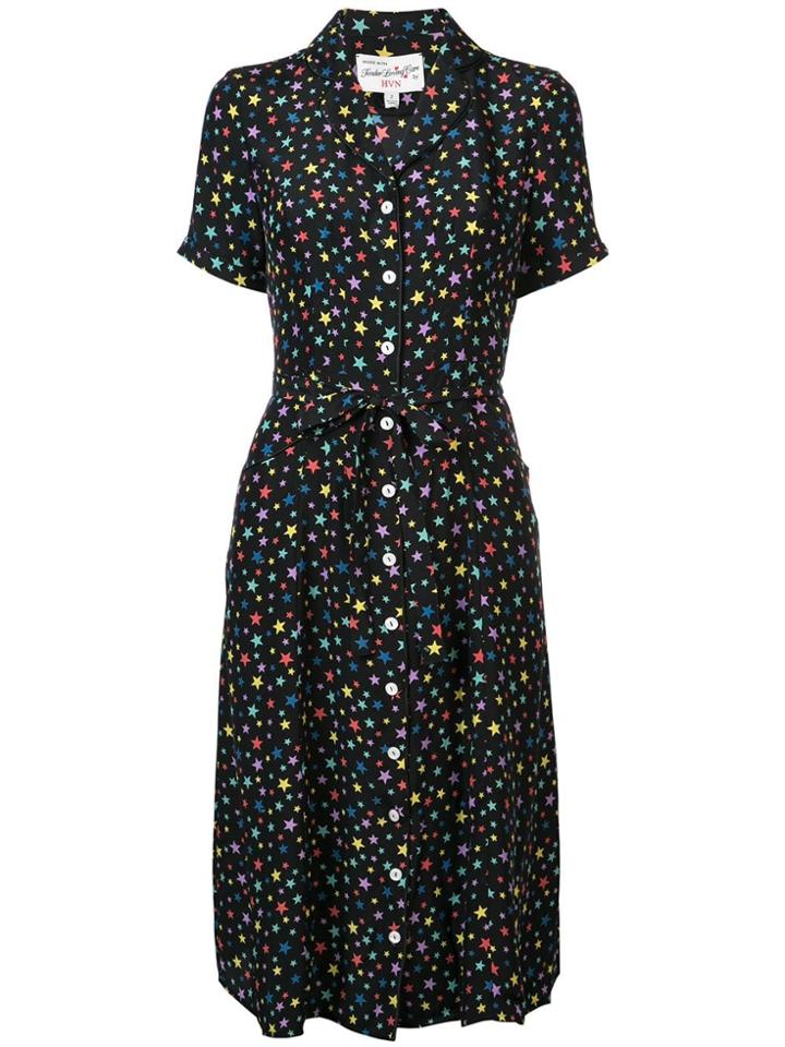 Hvn Maria Star Shirt Dress - Black