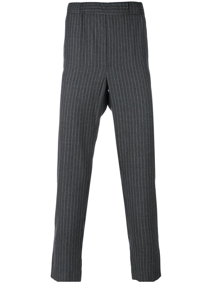 Lucio Vanotti Pinstripe Cropped Leg Trousers - Grey