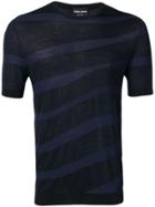 Giorgio Armani Striped Knitted T-shirt - Blue
