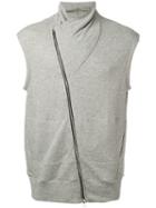 Lost & Found Rooms - Sleeveless Asymmetric Zip Sweatshirt - Men - Cotton/spandex/elastane/viscose - S, Grey, Cotton/spandex/elastane/viscose