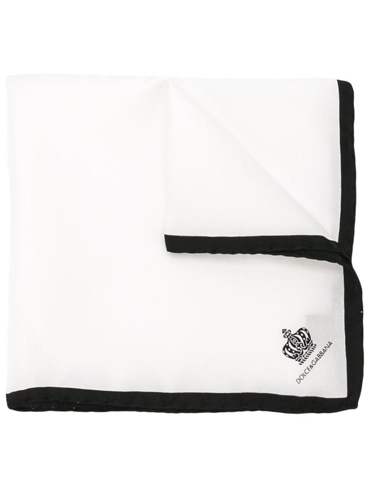 Dolce & Gabbana Crown Print Pocket Square, White, Silk