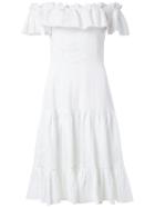 Isolda - Off The Shoulder Flared Dress - Women - Linen/flax - 42, White, Linen/flax