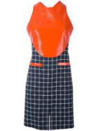 Courrèges Contrast Panel Grid Print Dress