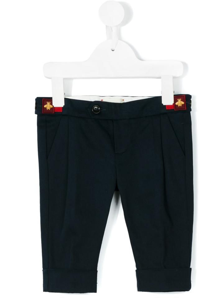 Gucci Kids - Bee Embroidered Trousers - Kids - Cotton/polyamide/polyester/spandex/elastane - 9 Mth, Blue