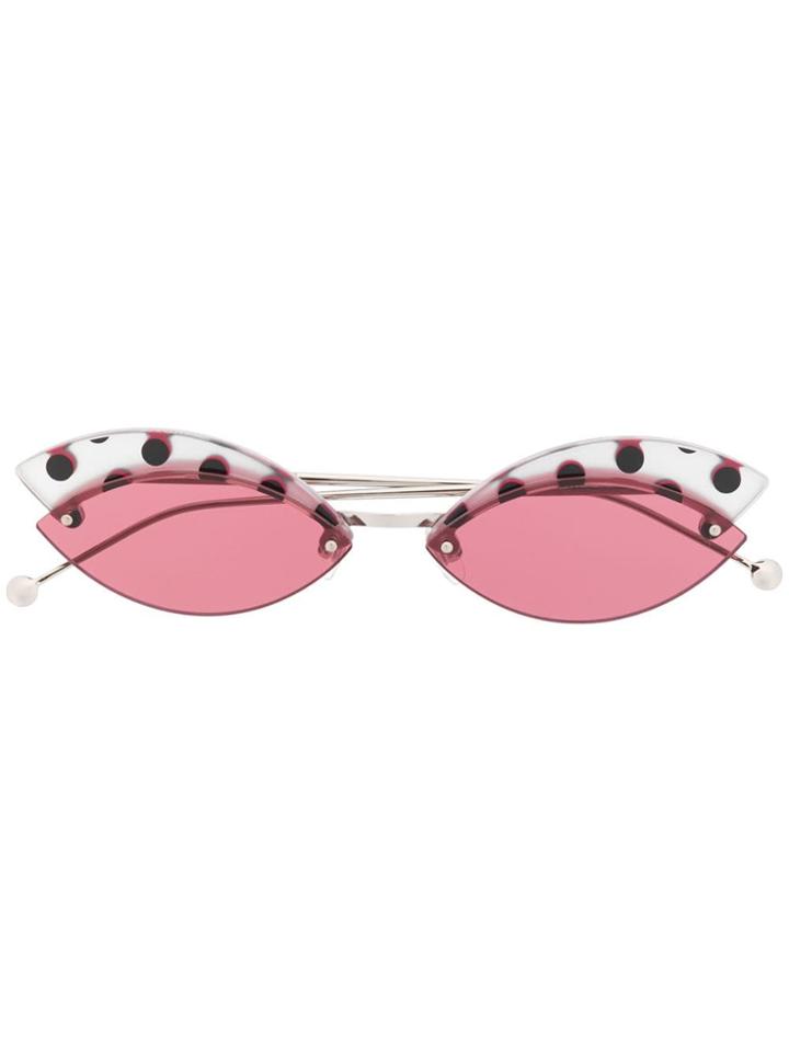 Fendi Eyewear Polka Dot Cat-eye Sunglasses - Silver