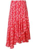 Jovonna Floral Print Asymmetric Skirt - Red