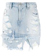 Diesel Asymmetric Distressed Denim Skirt - Blue
