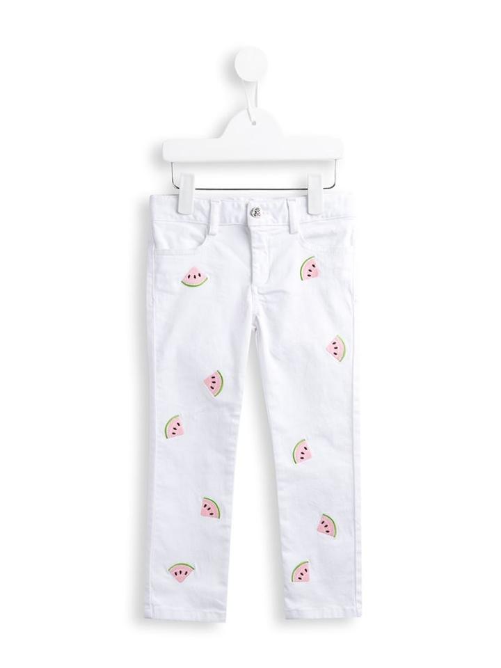Rykiel Enfant Embroidered Watermelon Jeans, Girl's, Size: 12 Yrs, White