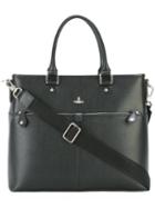 Vivienne Westwood Logo Pin Tote Bag, Adult Unisex, Black, Leather