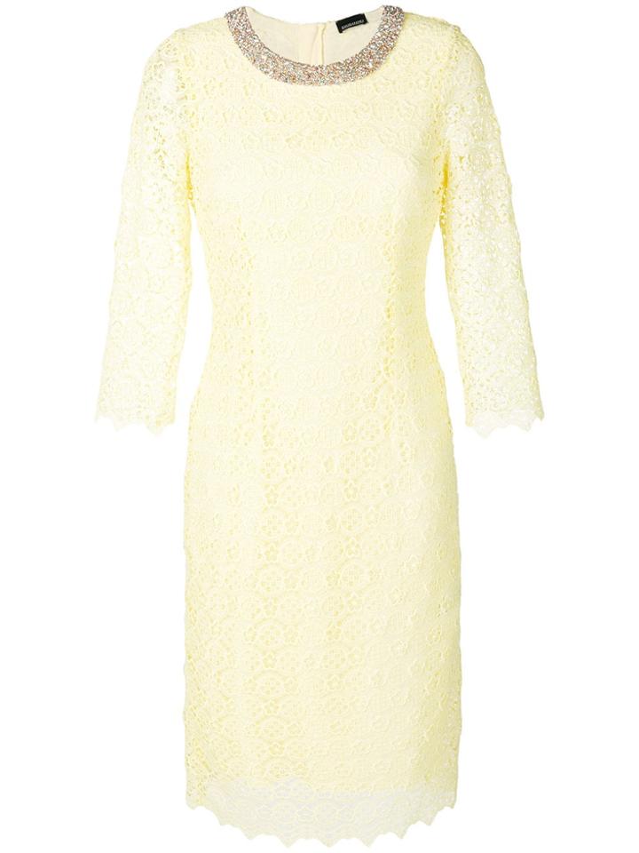 Ermanno Ermanno Crochet Fitted Midi Dress - Yellow