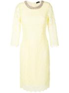 Ermanno Ermanno Crochet Fitted Midi Dress - Yellow