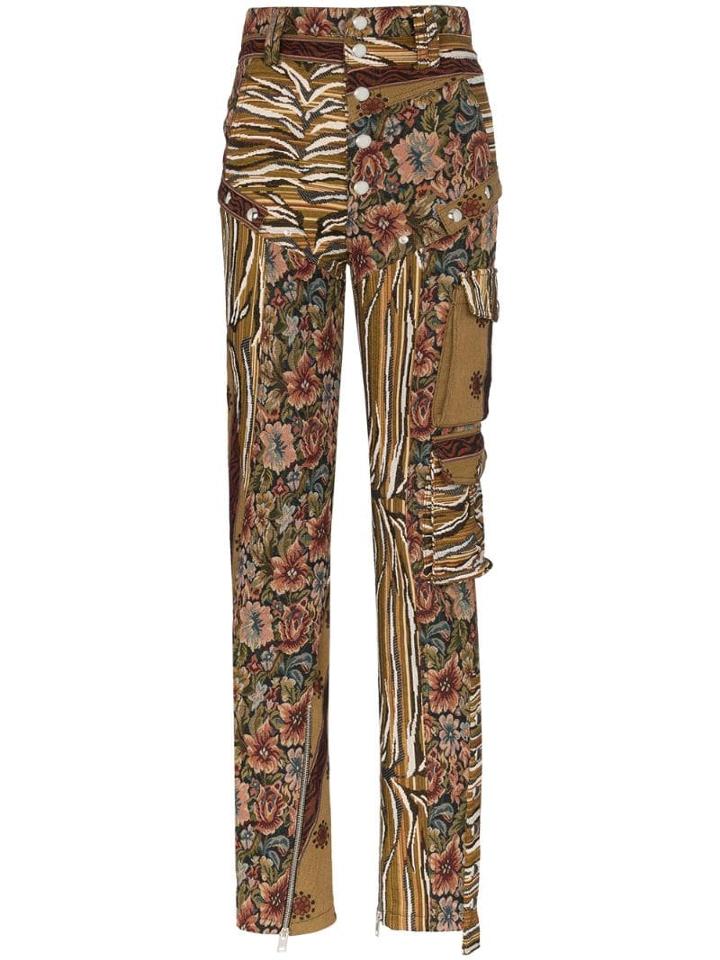 Mugler Tapestry Cargo Trousers - Green