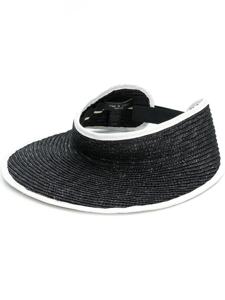 Rag & Bone Leather Trim Packable Visor - Black