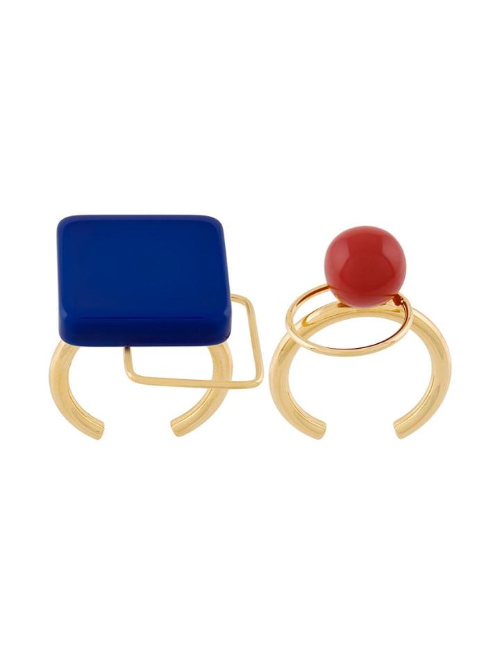 Marni Geometric Pendant Ring - Blue