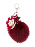 Monnalisa Teen Flower-detail Pompom Keyring - Red