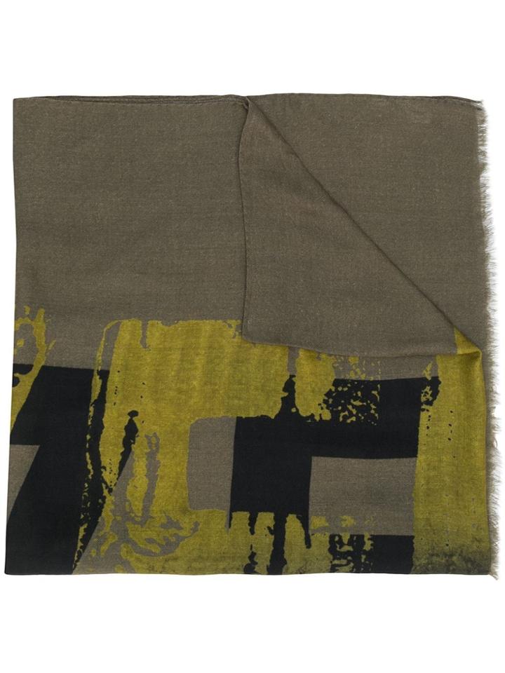 Z Zegna Abstract Print Scarf - Green