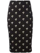 Victoria Beckham Printed Pencil Skirt, Women's, Size: 40, Black, Cotton/elastodiene/polyamide/polyester