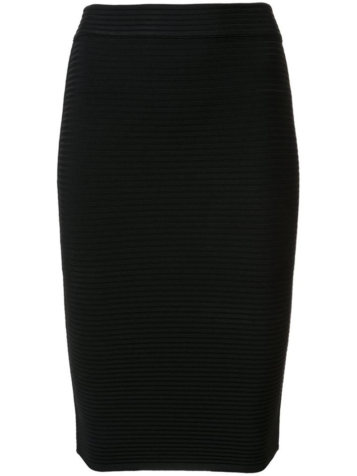 T By Alexander Wang - Ribbed Pencil Skirt - Women - Nylon/spandex/elastane/rayon - L, Black, Nylon/spandex/elastane/rayon
