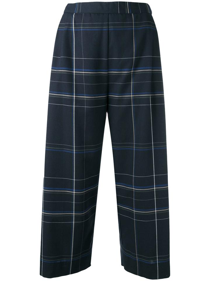 Stephan Schneider Checked Cropped Trousers, Women's, Size: Large, Blue, Cotton