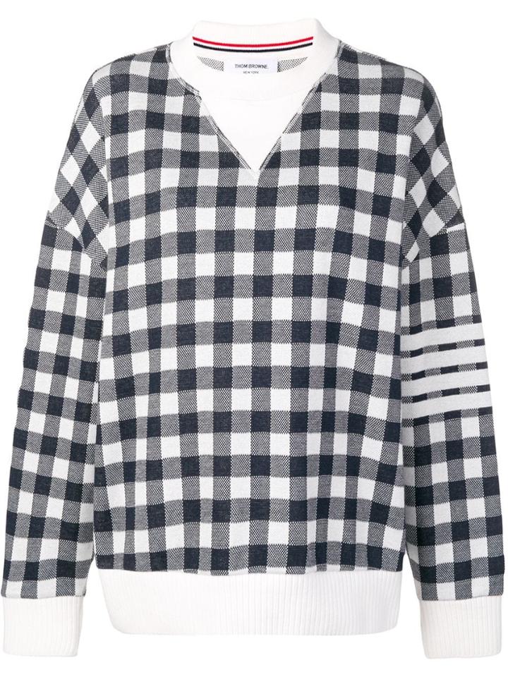 Thom Browne 4-bar Gingham Oversized Sweatshirt - Blue