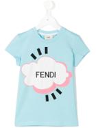 Fendi Kids - Logo Print T-shirt - Kids - Cotton/spandex/elastane - 2 Yrs, Toddler Girl's, Blue