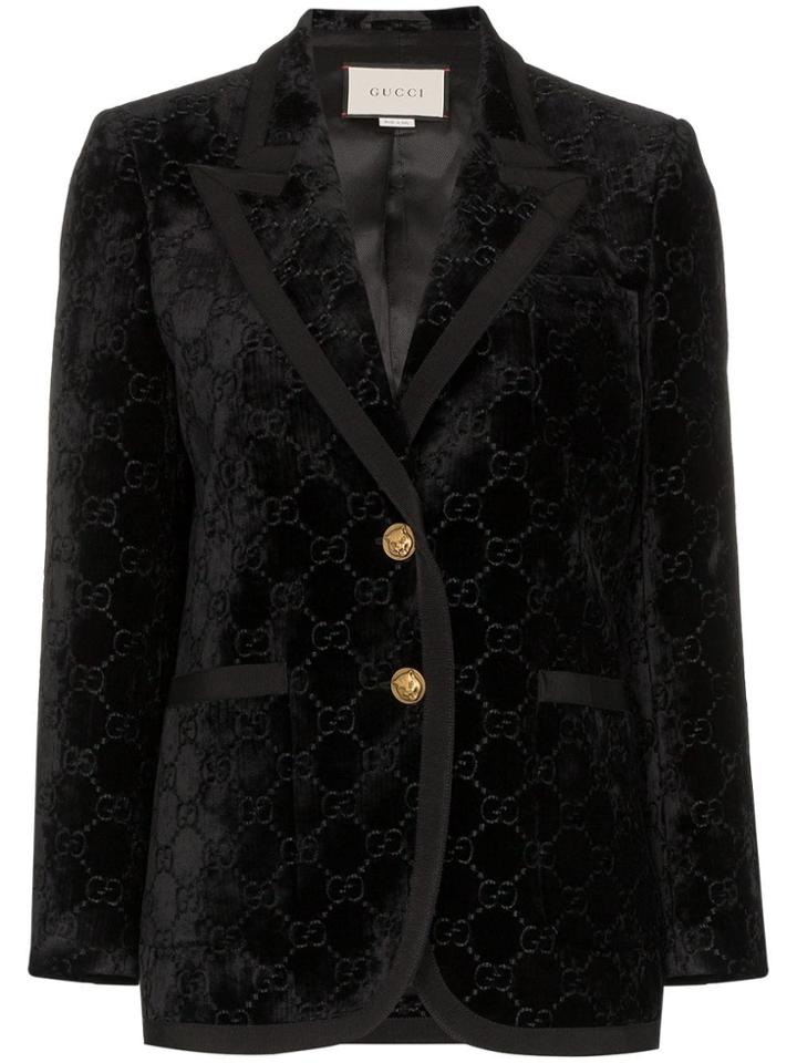 Gucci Velvet Logo Blazer - Black