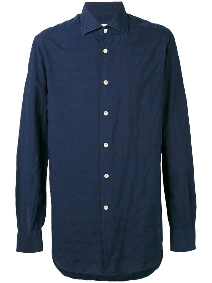 Kiton - Checked Shirt - Men - Cotton - 41, Blue, Cotton