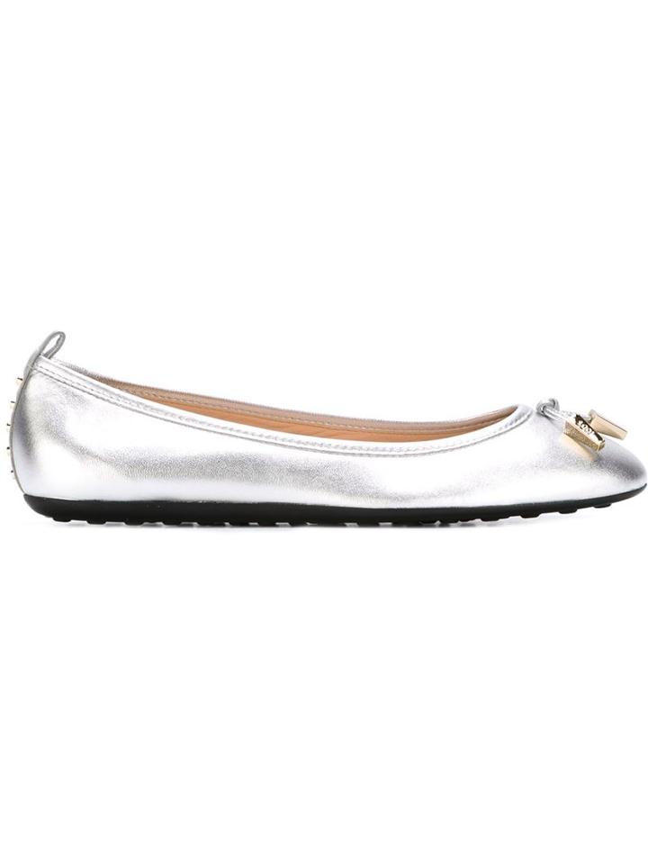Tod's Metallic Ballerina Shoes