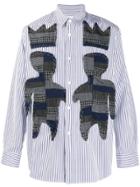 Comme Des Garçons Shirt Striped Patchwork Shirt - Blue