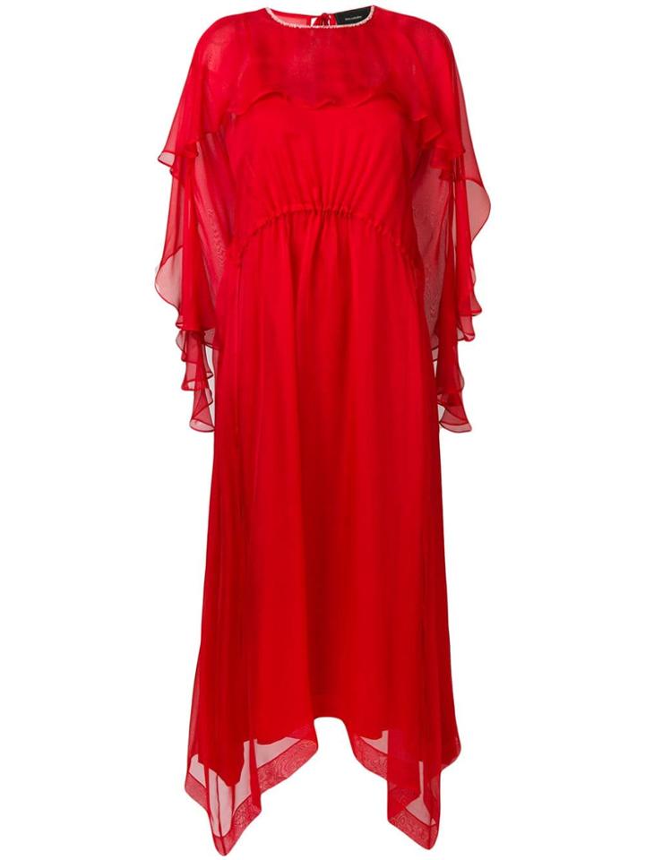 Irina Schrotter Long Ruffled Dress - Red