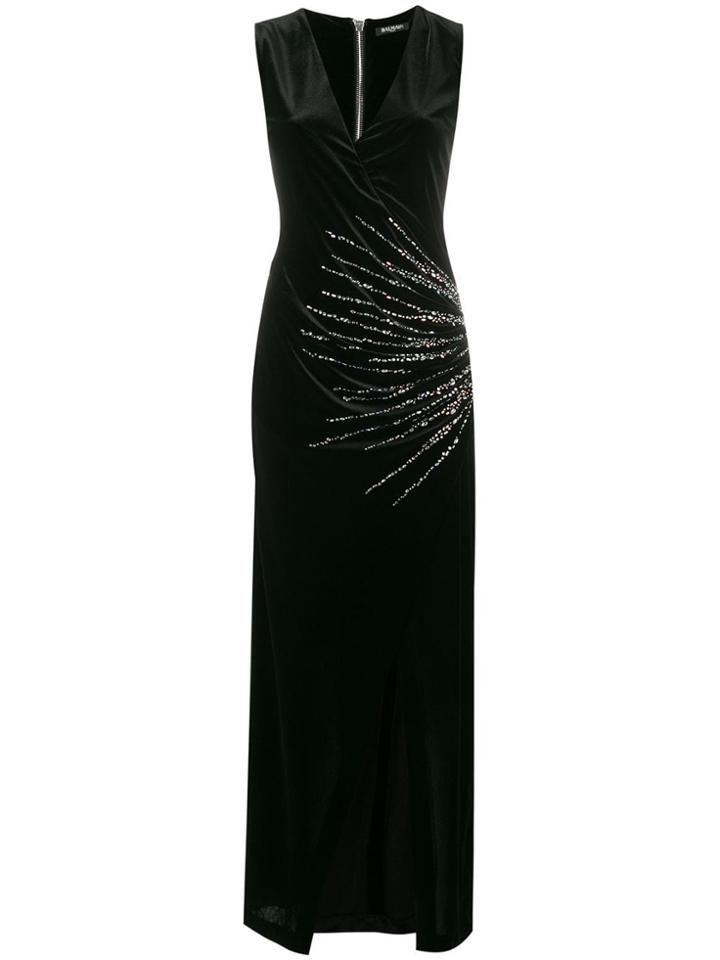 Balmain Plunge Neck Wrap Dress - Black
