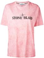 Stone Island Logo Print T-shirt, Men's, Size: Xl, Pink/purple, Cotton