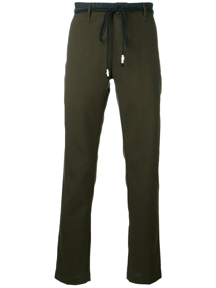Pence - String Tie Trousers - Men - Virgin Wool - 46, Green, Virgin Wool