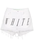 Off-white Logo-print Distressed Denim Shorts