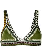 Kiini - Wren Triangle Bikini Top - Women - Cotton/nylon/polyester/spandex/elastane - L, Green, Cotton/nylon/polyester/spandex/elastane